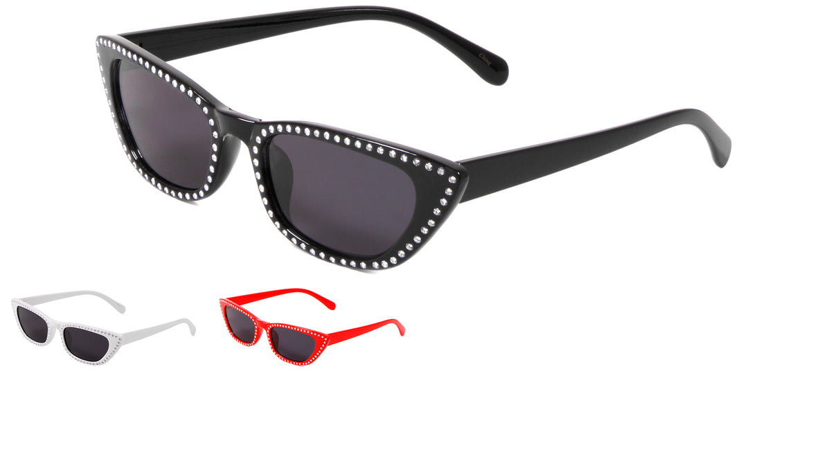 Rhinestone Thin Cat Eye Sunglasses Wholesale