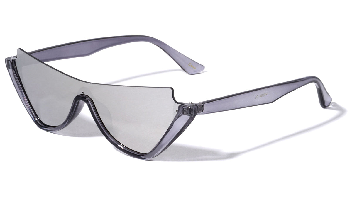 Semi Rimless Crescent Moon Shield Cat Eye Wholesale Sunglasses