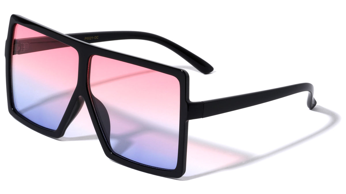 Oceanic Color Flat Top Oversized Rectangle Wholesale Sunglasses