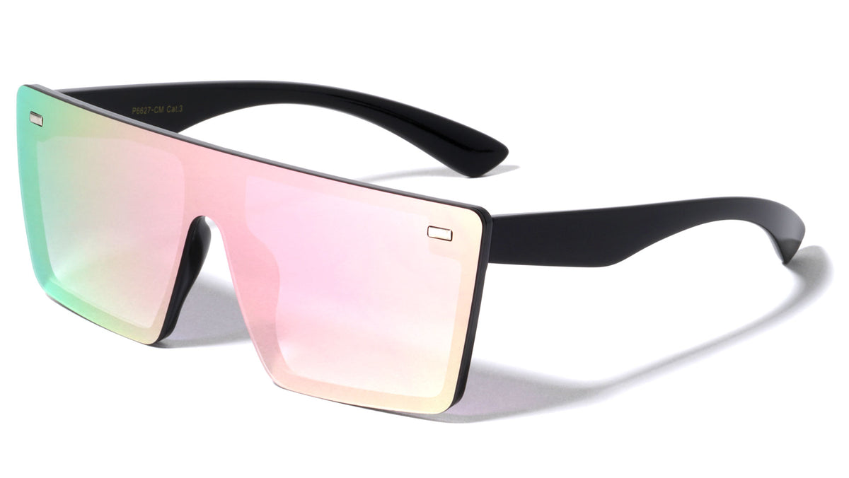 Flat Top Rimless Shield Color Mirror Wholesale Sunglasses