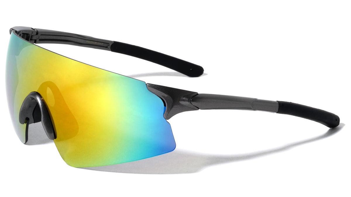 Rimless Color Mirror Sports Shield Wholesale Sunglasses