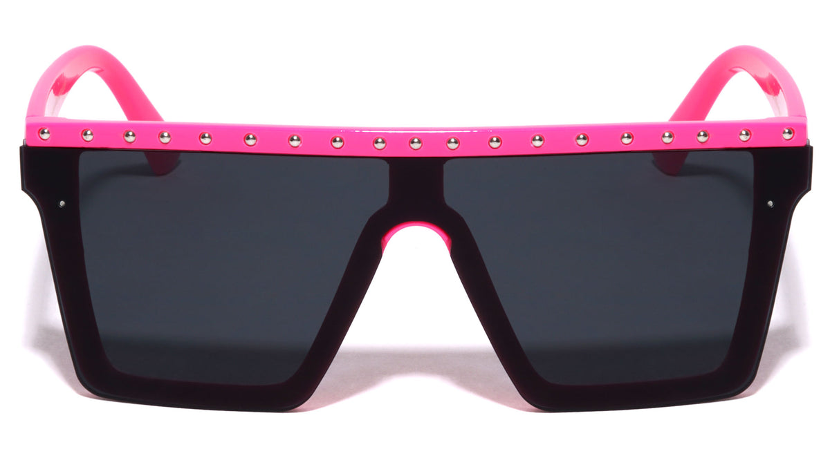 Semi Rimless Flat Top Studded Sunglasses Wholesale