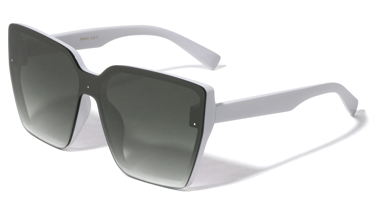 Flat One Piece Shield Lens Retro Cat Eye Wholesale Sunglasses