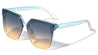 Rhombus Temple Pattern Squared Cat Eye Wholesale Sunglasses