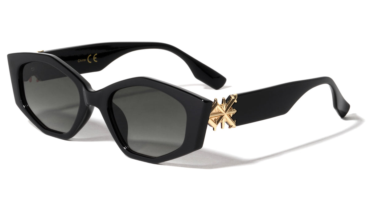 Angular Cat Eye Designer Temple Wholesale Sunglasses