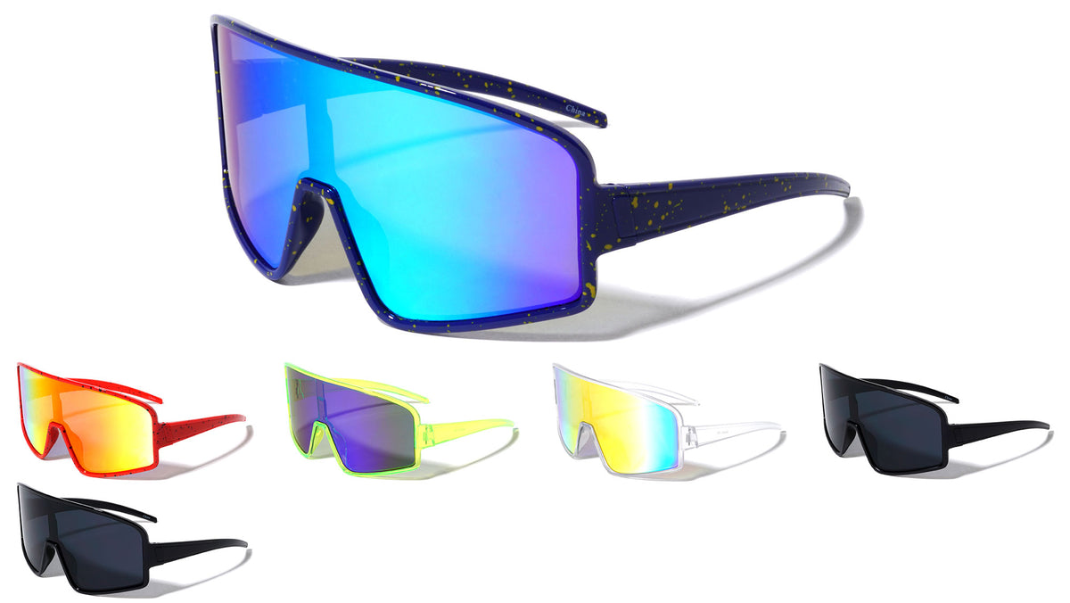 Oversized One Piece Curved Sports Wholesale Sunglasses