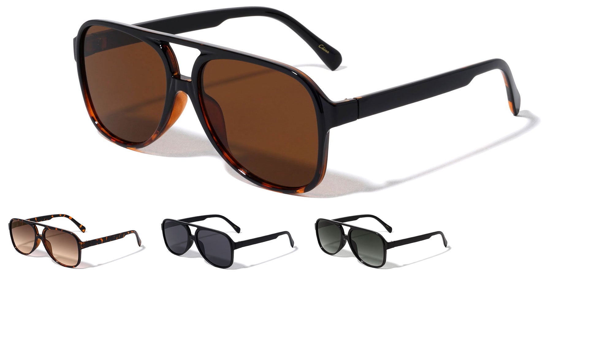 P6715 plastic flat top modern aviator sunglasses 00