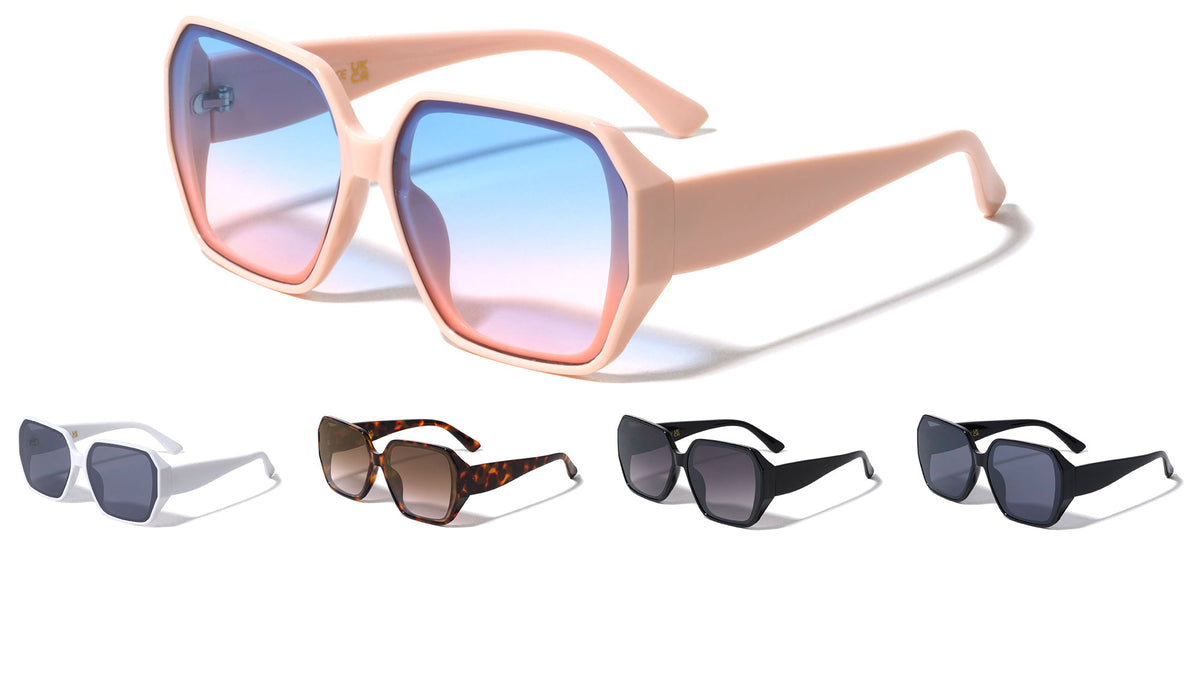 Side Lens Frame Shield Tapered Temple Geometric Wholesale Sunglasses
