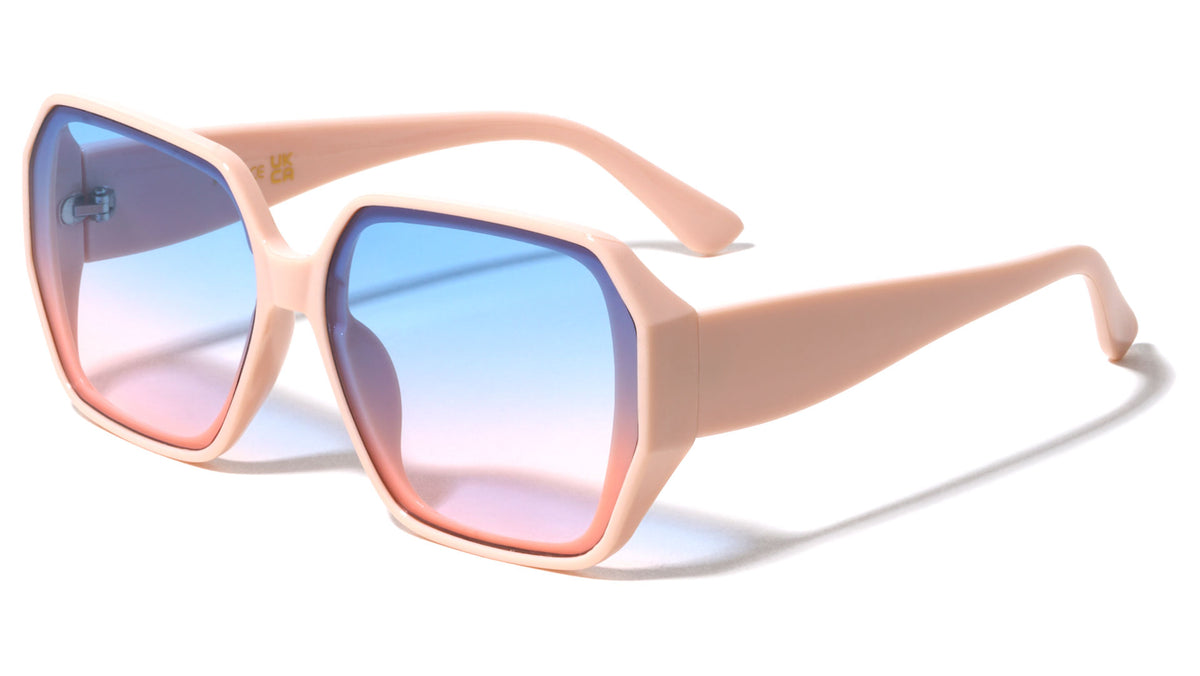 Side Lens Frame Shield Tapered Temple Geometric Wholesale Sunglasses