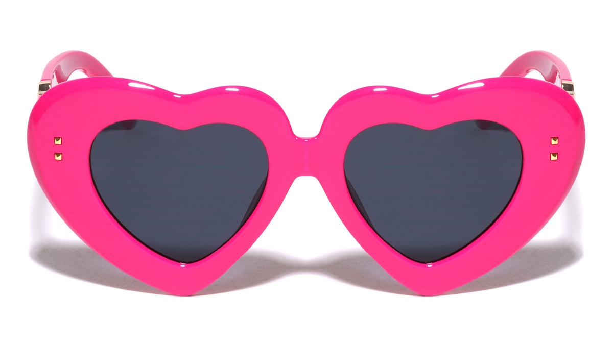 Heart Shape Color Frame Pyramid Studded V Shape Wholesale Sunglasses