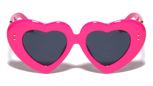 Heart Shape Color Frame Pyramid Studded V Shape Wholesale Sunglasses