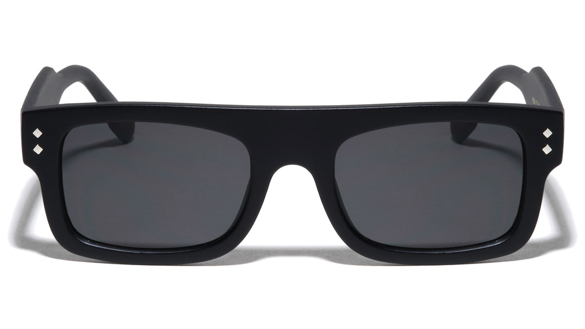 Diamond Shape Studded Flat Top Rectangle Wholesale Sunglasses