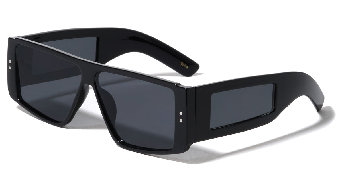 Flat Top Side Temple Lens Shield Rectangle Wholesale Sunglasses