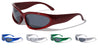 Chrome Color Frame Oval Wrap Around Wholesale Sunglasses
