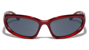 Chrome Color Frame Oval Wrap Around Wholesale Sunglasses