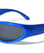 Chrome Color Frame Oval Wrap Around Wholesale Sunglasses