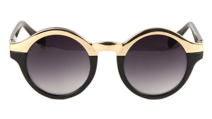 Solid Brow Line Retro Round  Wholesale Bulk Sunglasses