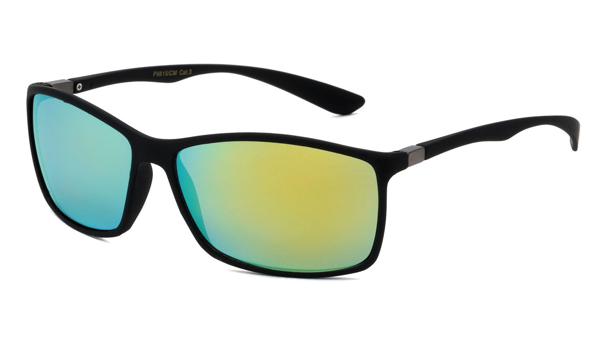 Lightweight Color Mirror Lens Rectangle Sports Wholesale Sunglasses