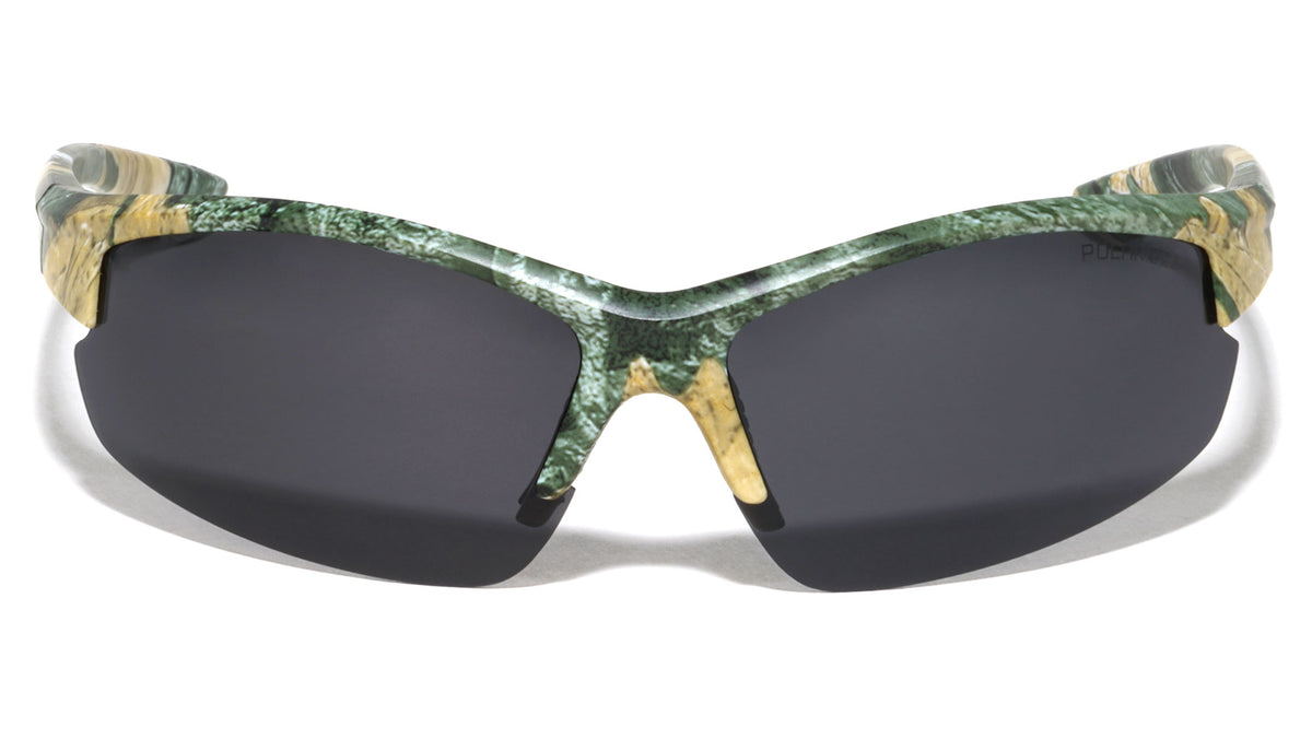Polarized Camouflage Semi Rimless Sports Wholesale Sunglasses