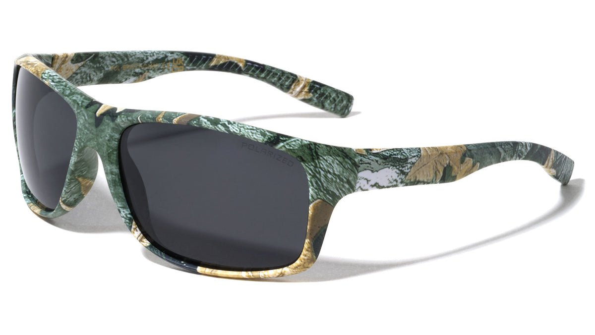 Polarized Camouflage Grip Temple Square Sports Wholesale Sunglasses