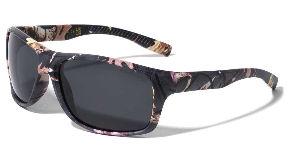 Polarized Camouflage Grip Temple Square Sports Wholesale Sunglasses