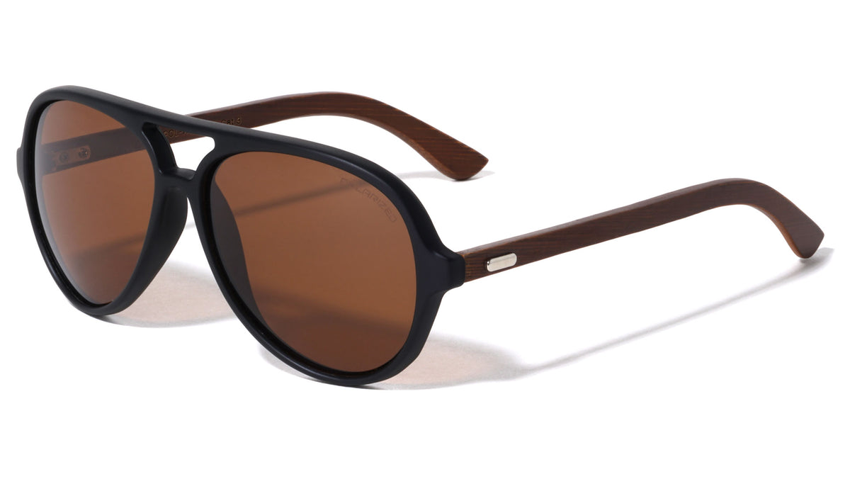 EKO Polarized Aviators Wood Sunglasses Wholesale