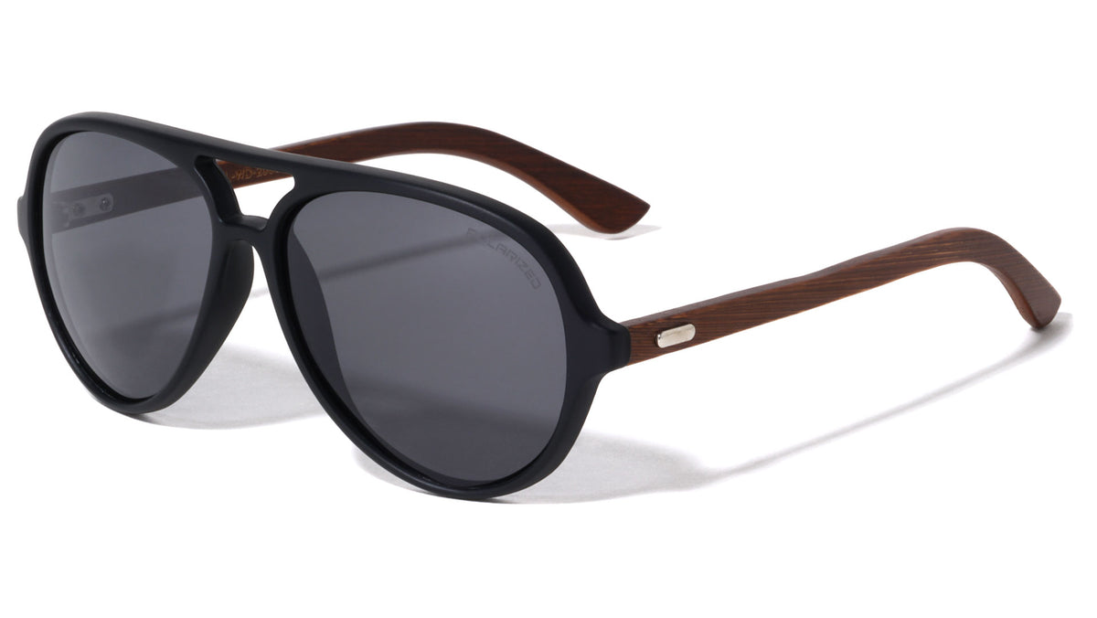 EKO Polarized Aviators Wood Sunglasses Wholesale