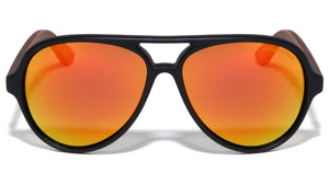 EKO Wood Aviators Polarized Color Mirror Sunglasses