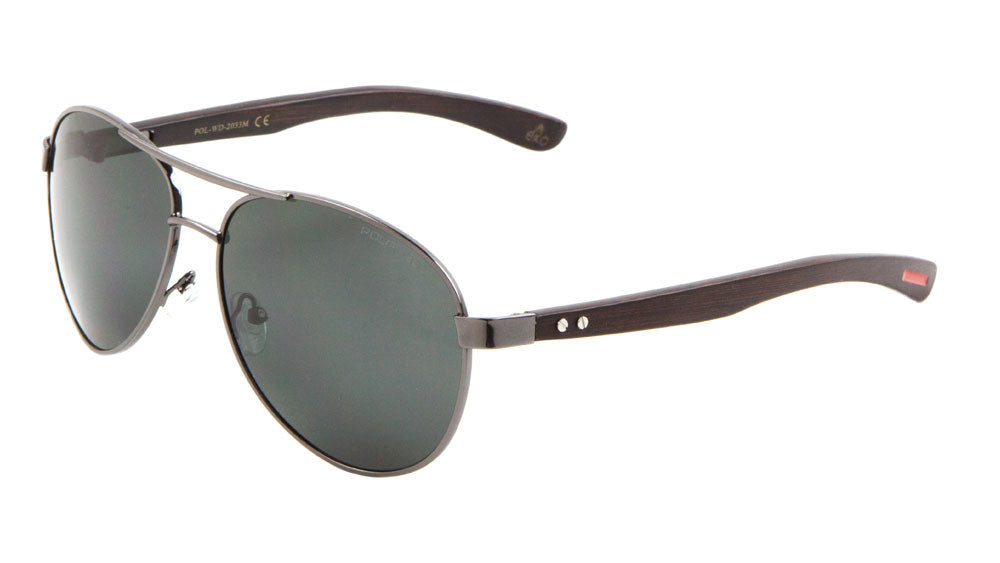EKO Polarized Wood Aviators Wholesale Bulk Sunglasses