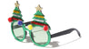Green Lens Christmas Tree Glitter Round Party Glasses