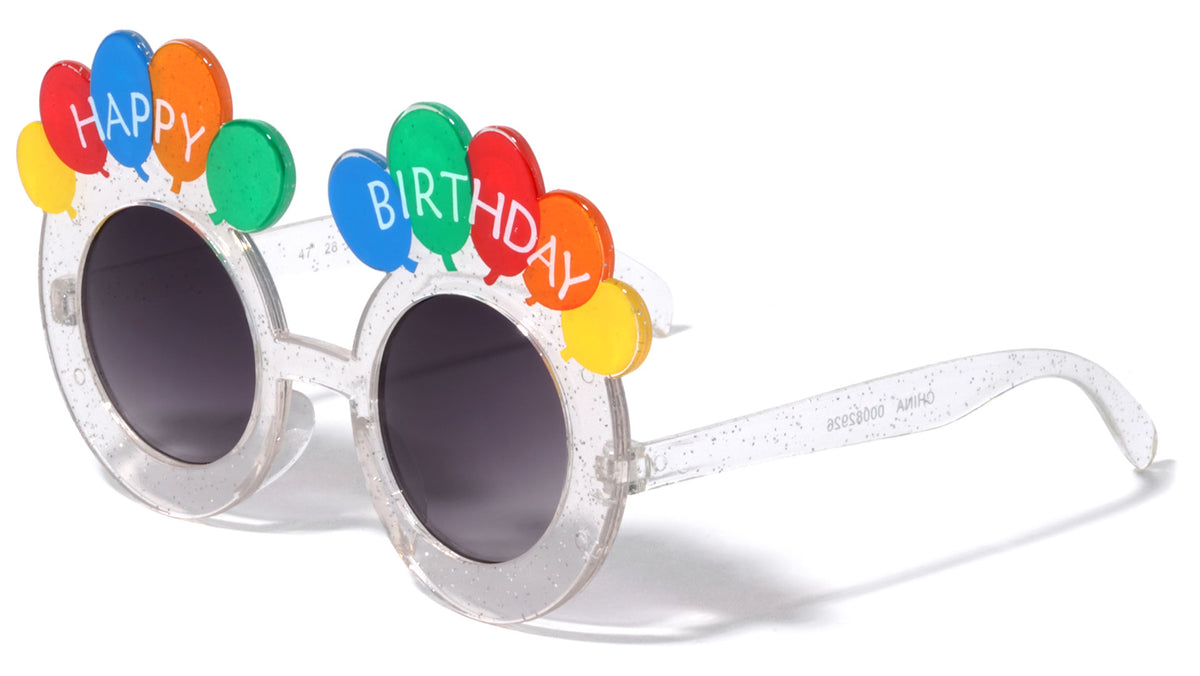 Happy Birthday Balloons Round Crystal Sunglasses