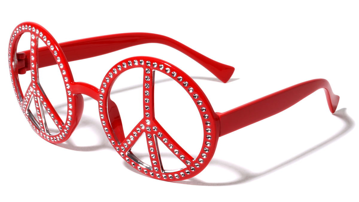 Peace Sign Rhinestone Color Party Wholesale Sunglasses