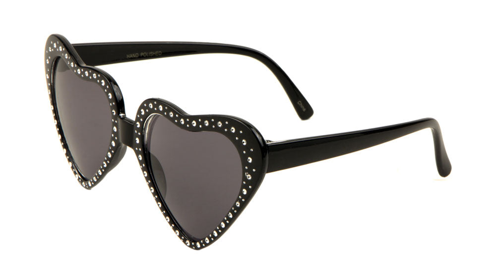 Heart Shaped Studded Wholesale Sunglasses