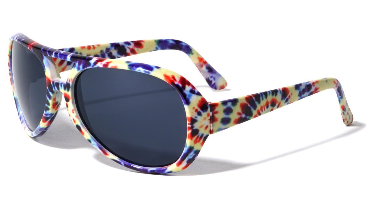Party Aviators Tie Dye Print Plastic Sunglasses Wholesale