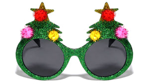 Christmas Tree Glitter Round Party Glasses