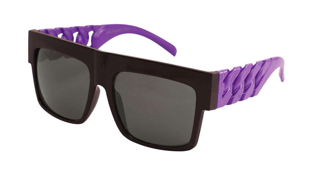 Flat Top Party Chain Temple Rectangle Wholesale Sunglasses