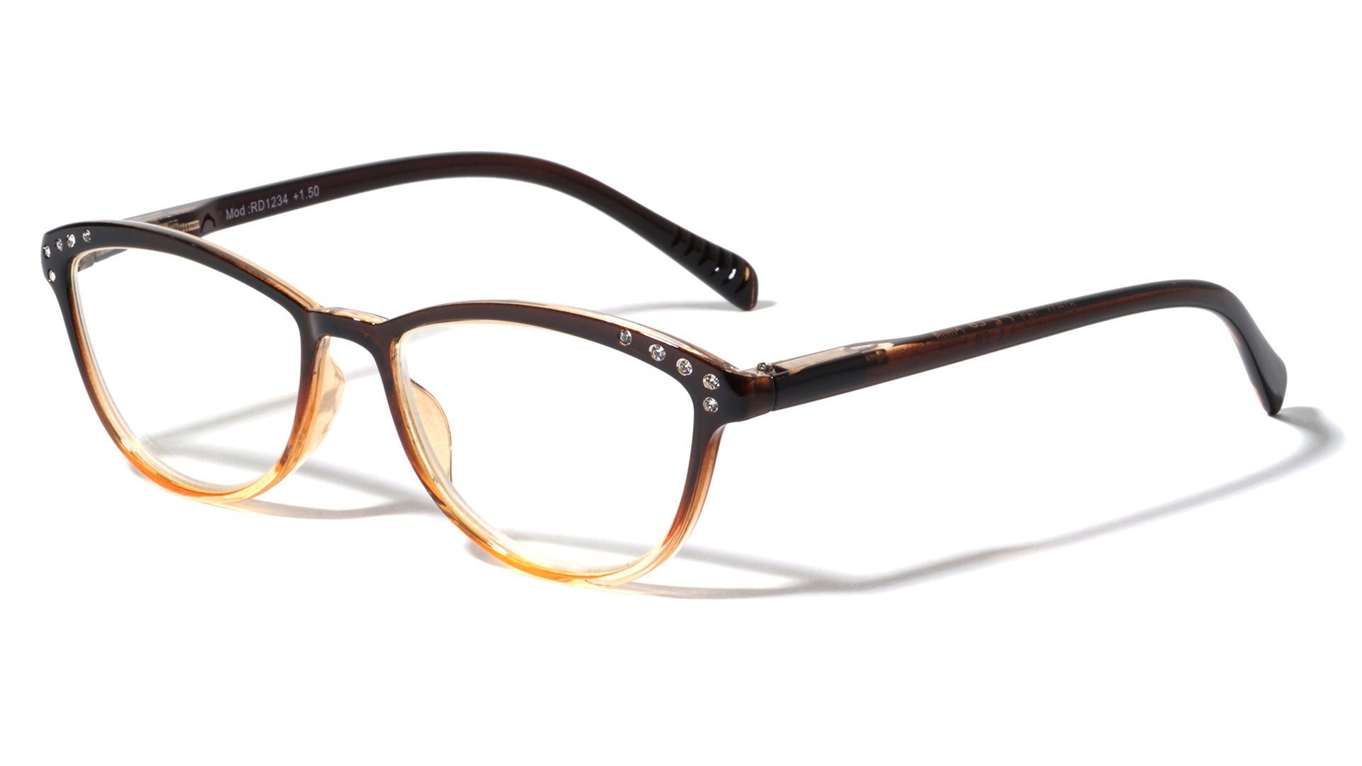 Rd 1234 Brown Reading Rhinestone Cat Eye Wholesale Glasses Frontier Fashion Inc