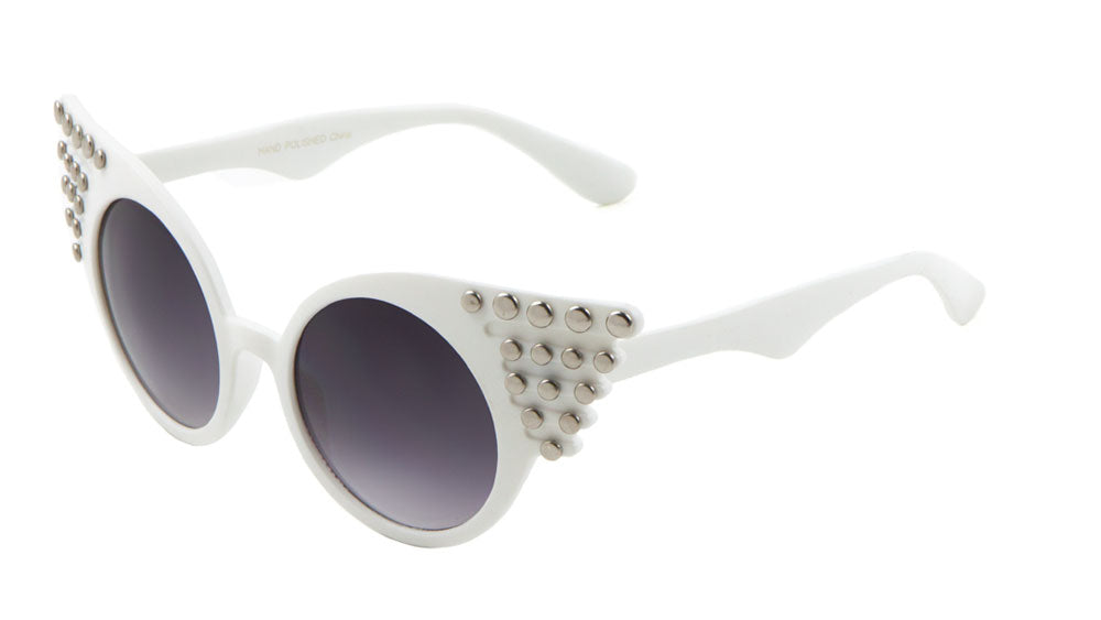 Round Studded Cat Eye Wing Bulk Sunglasses - Frontier Fashion,