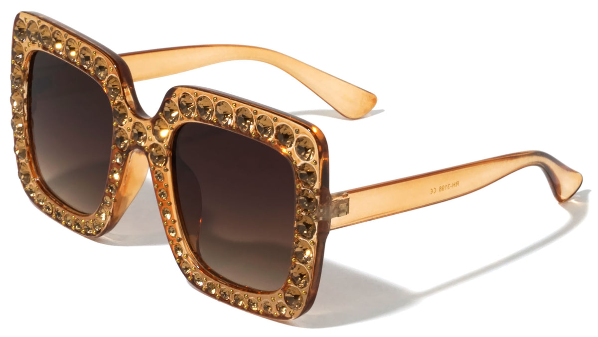 Rhinestone Squared Butterfly Fashion Wholesale Sunglasses