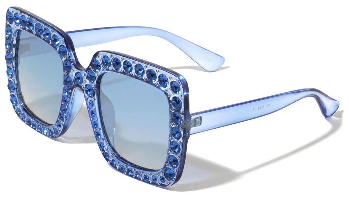 Rhinestone Squared Butterfly Fashion Wholesale Sunglasses
