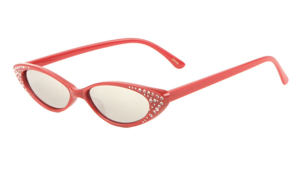 Rhinestoned Thin Cat Eye Bulk Wholesale Sunglasses