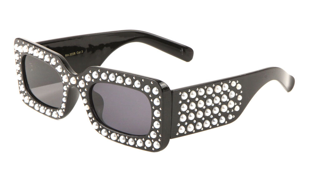 Pearl Rhinestone Rectangle Sunglasses Wholesale