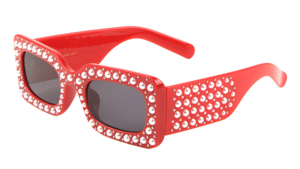 Pearl Rhinestone Rectangle Sunglasses Wholesale