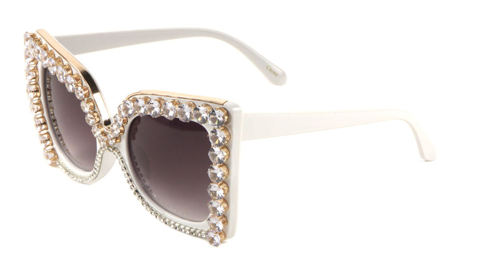 Rhinestone Butterfly Metal Accent Sunglasses Wholesale