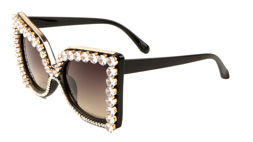 Rhinestone Butterfly Metal Accent Sunglasses Wholesale