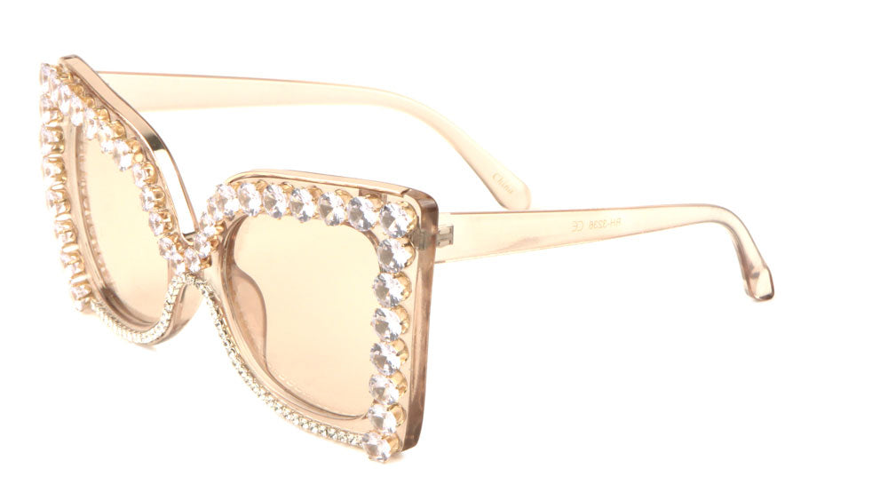 Rhinestone Butterfly Metal Accent Sunglasses Wholesale