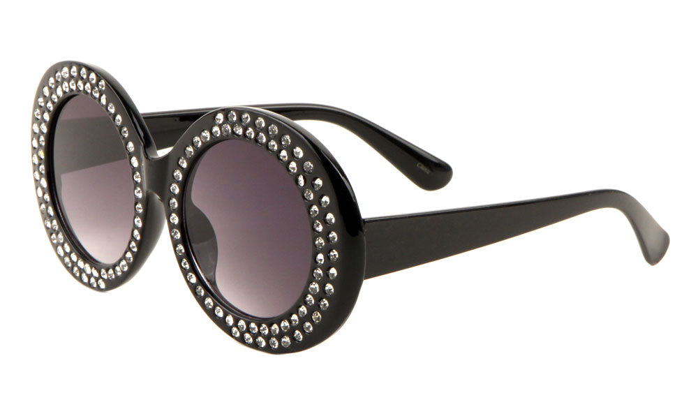 Rhinestoned Round Circle Sunglasses Wholesale