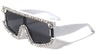 Diamond Rhinestone Flat Top Shield Rectangle Wholesale Sunglasses