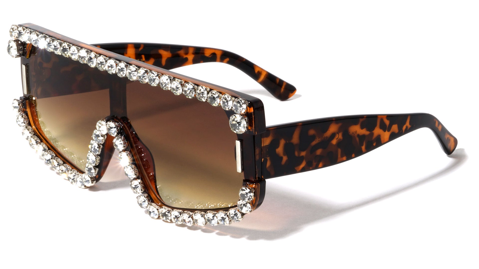 Dot Studded Frontal Demi Accent Rectangle Wholesale Sunglasses