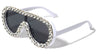 Diamond Rhinestone Flat Top Shield Aviator Wholesale Sunglasses